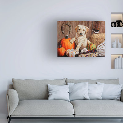 Bolog Crista Forest Pumpkin Harvest Puppy Canvas Art