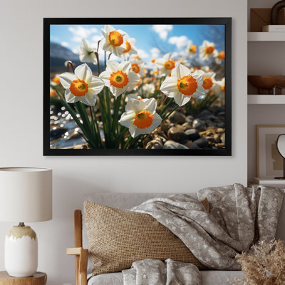 Daffodils Field Sunset III - Floral Canvas Art Print
