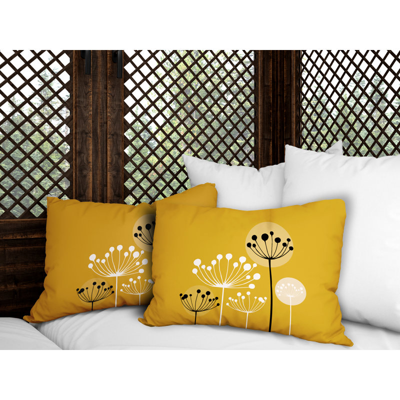 Floral Outdoor Reversible Throw Pillow, Yellow
