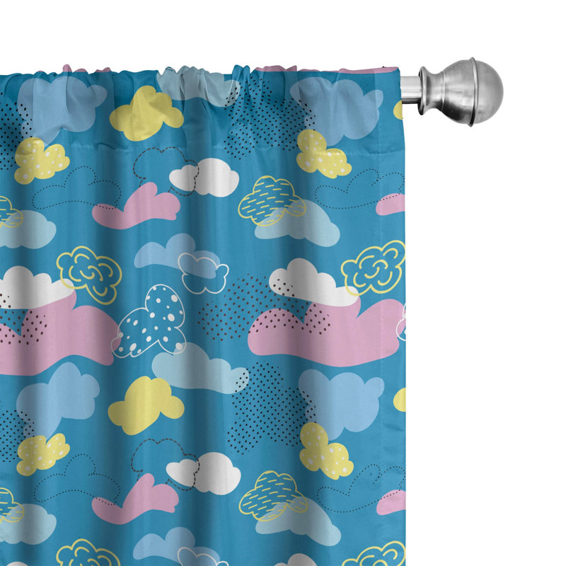 Cartoon Semi-Sheer Rod Pocket Sliding Panel, 28" x 95"