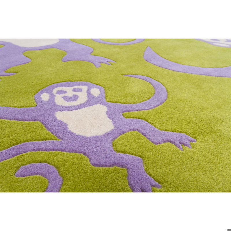 Kids Green Monkey Area Rug, Rectangle 5' x 7'6"