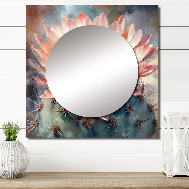 Farver - Art mural miroir floral carré pour salle de bain, 36 po x 36 po