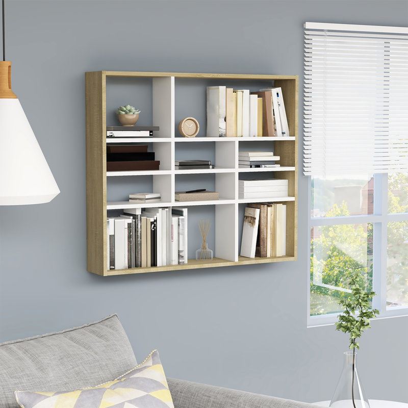 Ramus 10 -Piece Accent Shelf, White/Sonoma Oak