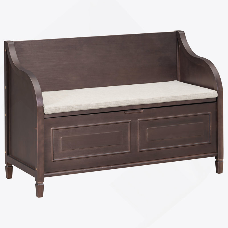 Banc de rangement rustique multifonctionnel (espresso et beige), Espresso