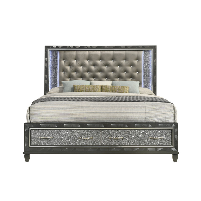 Joi Vegan Leather Platform Storage Bed, Black, California King