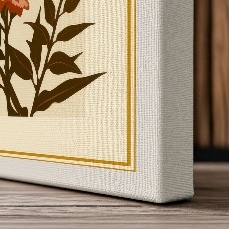 Carnation Study Botanical 1 Piece Wrapped Canvas Wall Art, 24x16 - 61.0 x 40.6 cm, Cream Border