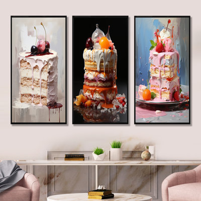 «Popart Cake Dessert - Desserts», ensemble de 4 reproductions d'art sur toile