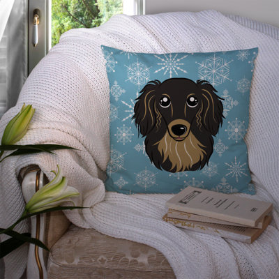  Coussin décoratif 14 "Snowflake Longhair Creme Dachshund