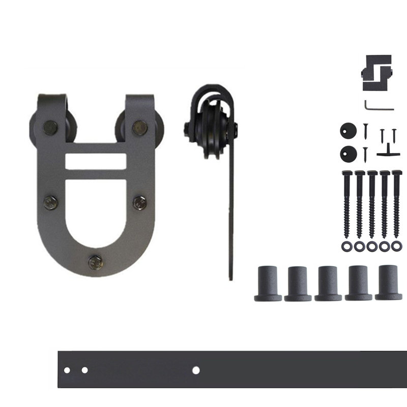 Ensemble de quincaillerie à une porte sans rail de dérivation noir rustique, 84 po