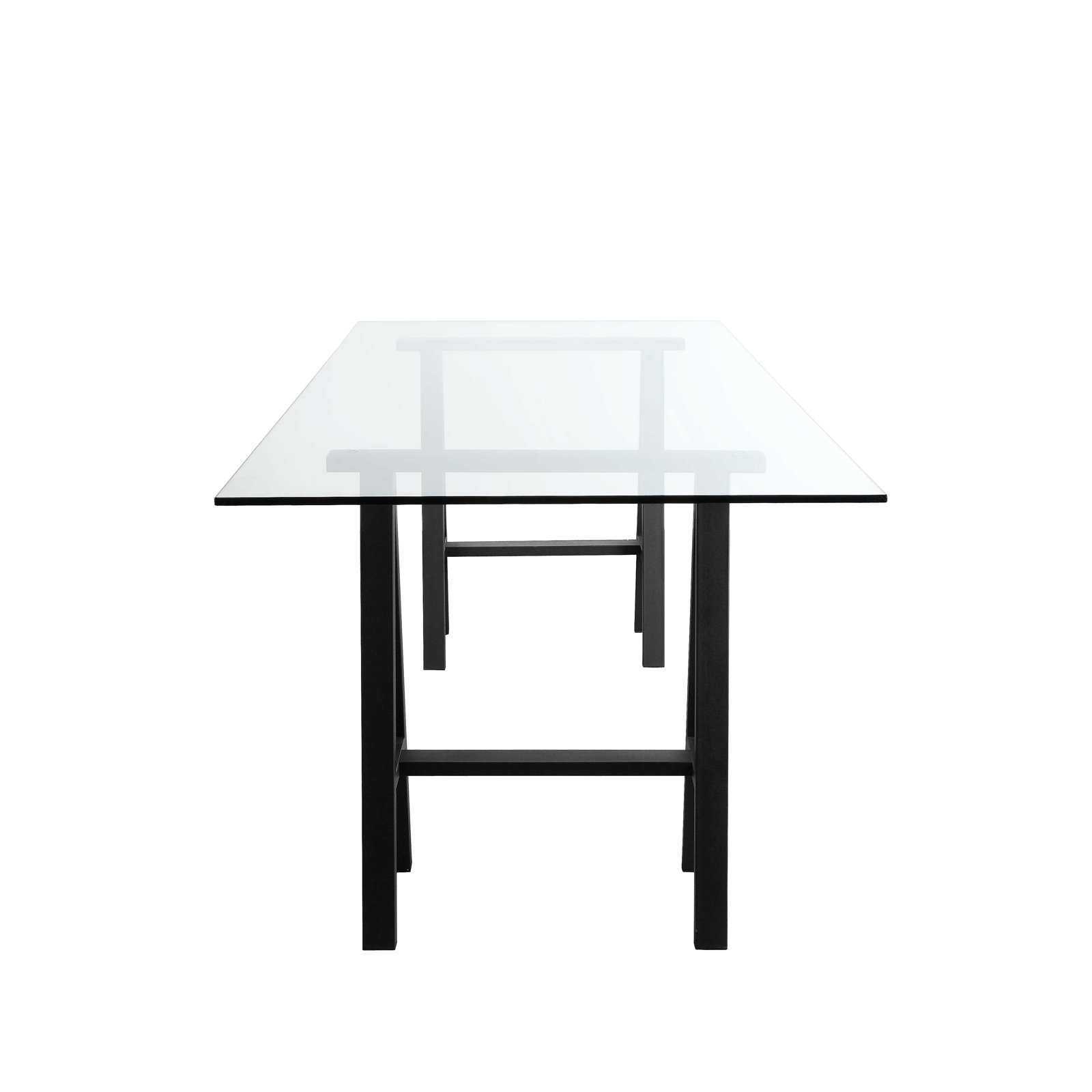 71" Glass Writing Desk, 30" H x 71" W x 36" D, Black