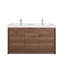 Prairie 48 po L x 20 po P 2 portes et 3 tiroirs Meuble-lavabo autoportant avec évier double et Comptoir en Polymarbre blanc