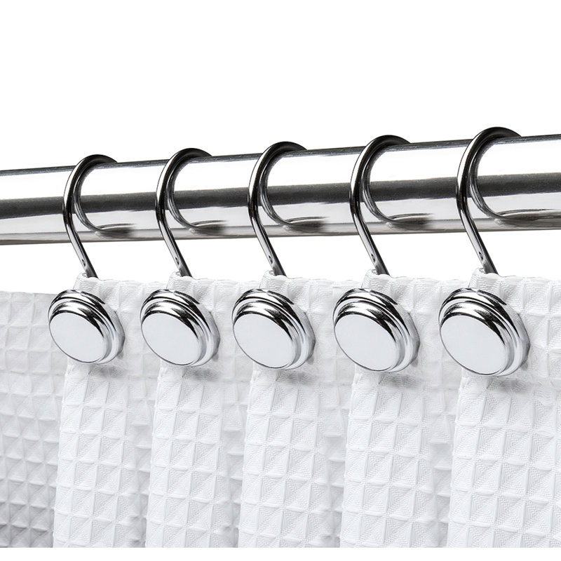 Chrome Heavy-Duty Rust Resistant Shower Curtain Hooks Set of 12