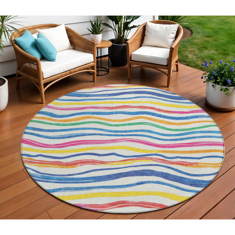 Tapis intérieur lavable rayé 8 pi