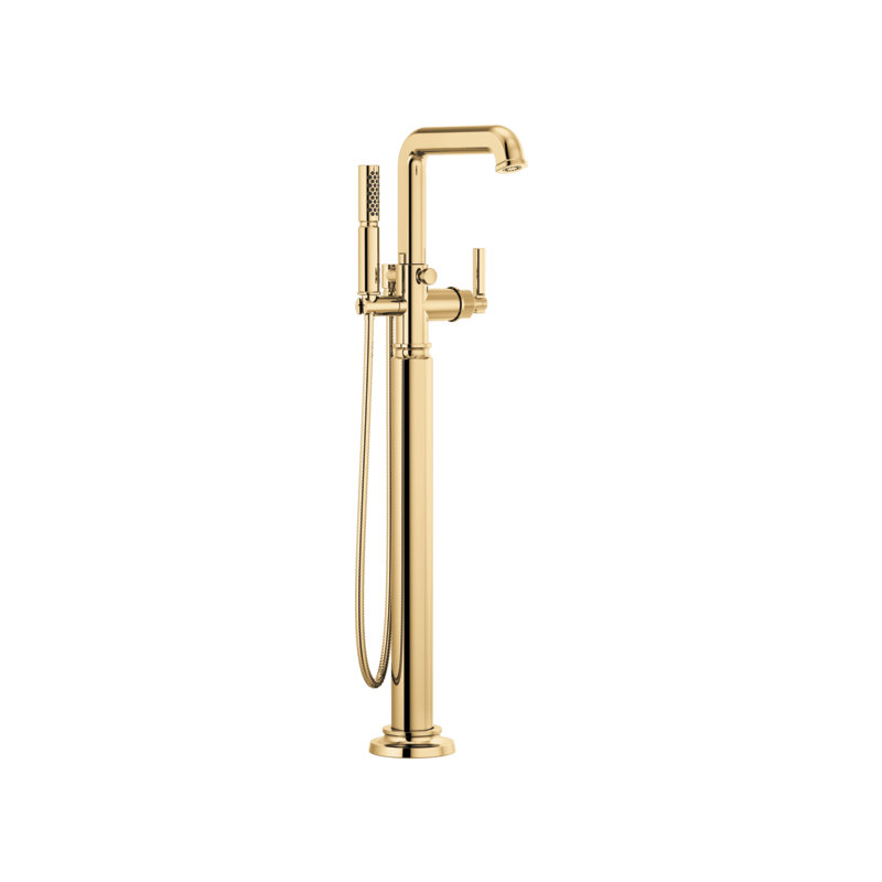 Invari® Single-Handle Floor Mount Tub Filler, Lever, Polished Gold
