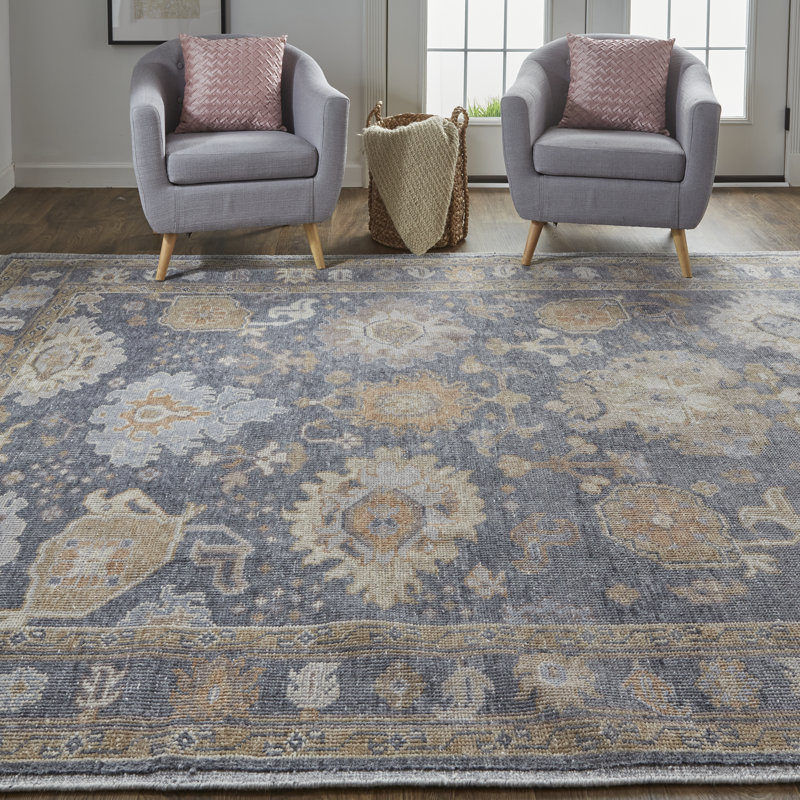 Wendover Oriental Area Rug in Charcoal, Rectangle 5' x 8'
