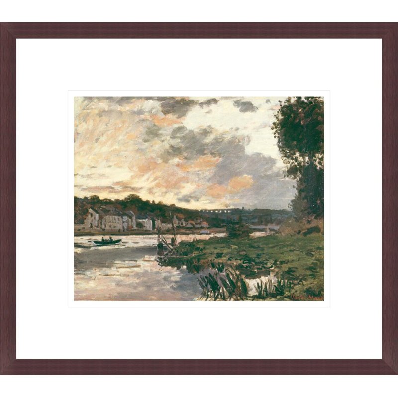La seine à la soirée Bougival par Pierre-Auguste Renoir, impression giclée encadrée, H 13,75 po x l 15,51 po