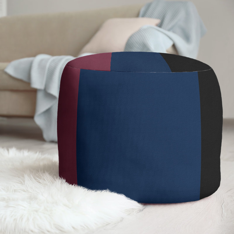 Repose-pieds repose-pieds rond 20,5" Cleveland, Vin / bleu marine / noir