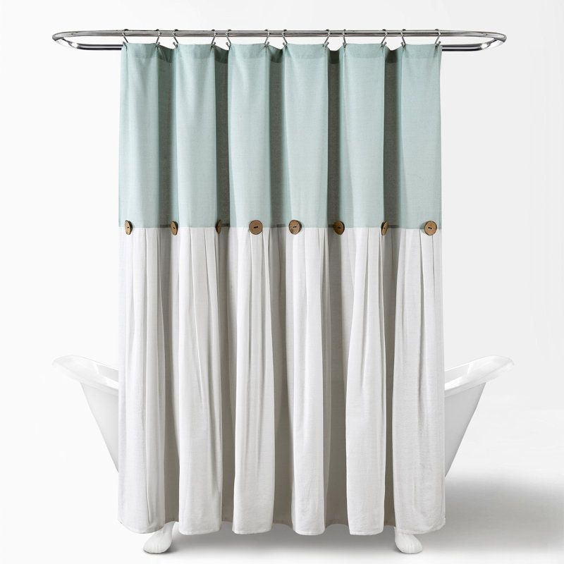Ruya Polyester Blend Shower Curtain, Blue/White, 183cm W x 183cm L