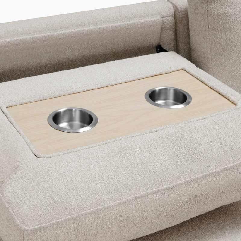 Meserve 121" Contemporary Square Arm Boucle Sectional with Pull-Out Bed, Beige Fabric, Right Hand Facing