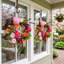 Couronne florale 17,7 po avec pivoines, renoncules et baies - porte vibrante multicolore