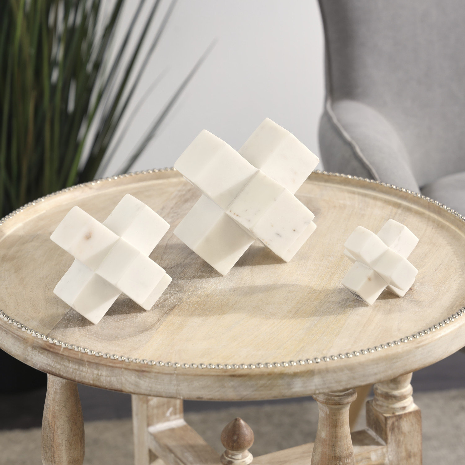 Ethie Genuine Marble Sculpture, 6" H x 6" W x 6" D, White