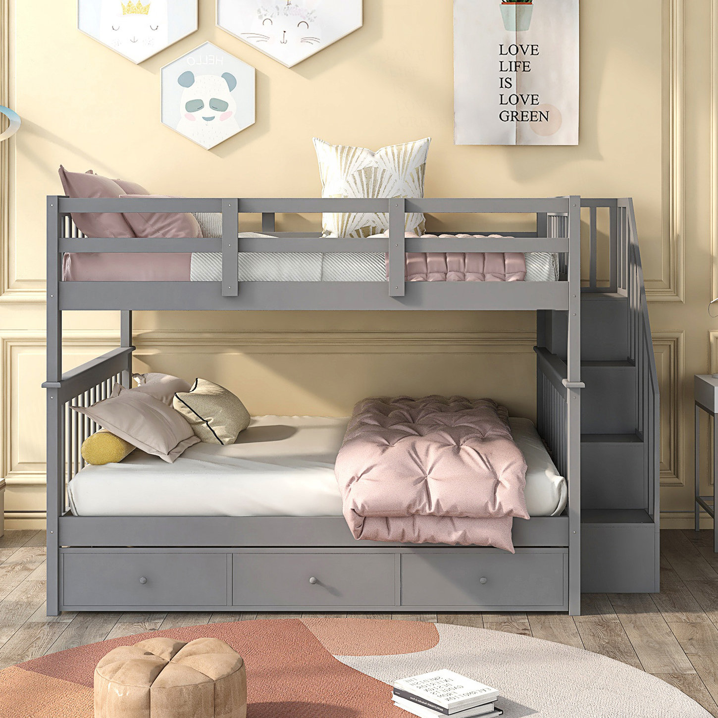 Harriet Bee Bunk Bed With Drawer, Storage And Guard Rail - Wayfair Canada
