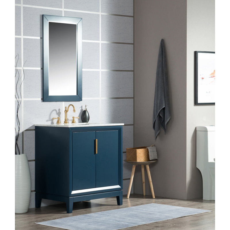Elizabeth 30" Single Bathroom Vanity Set with Mirror, Monarch Blue, Hook