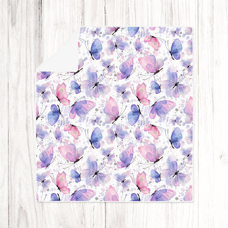 Throw Blanket, 51" W x 60" L, Animal Print/Abstract, Pink/Purple