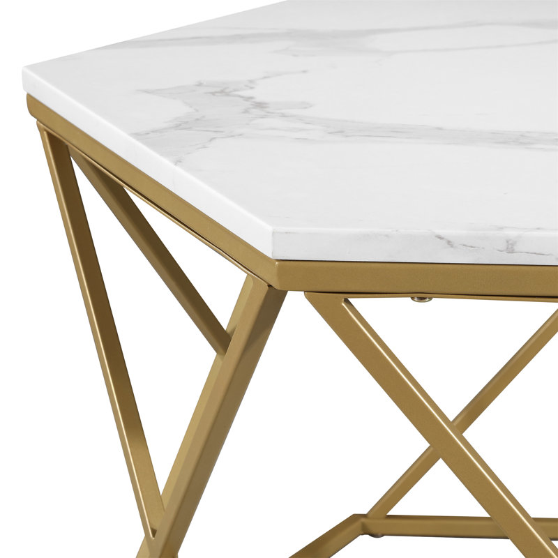 Table basse Southerland, Marbre, Doré