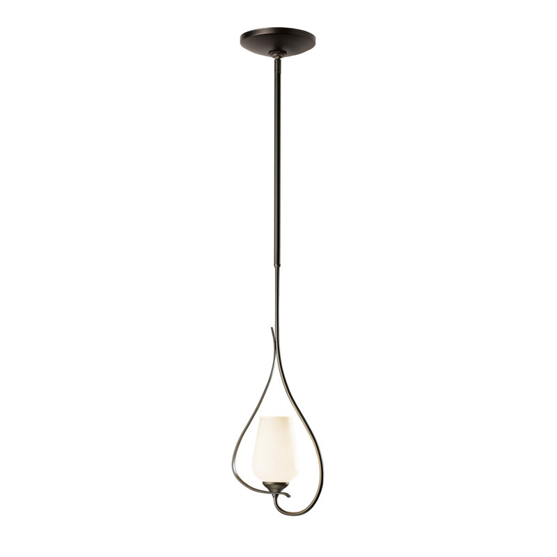 Flora 1 - Light Single Geometric Pendant, Opal Glass, Dark Smoke