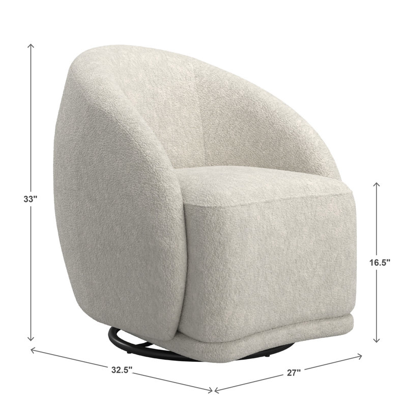 Fauteuil d'appoint pivotant en velours Brunna, Crème, crème