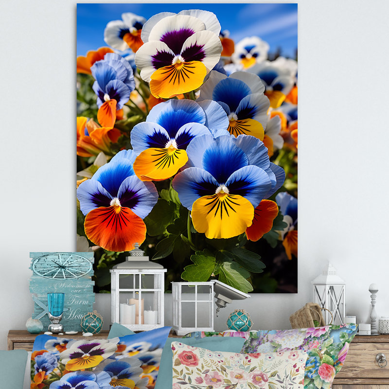 «Pansies Vibrant Pansies» sur toile, H 32 po x l 16 po x P 1 po, Toile tendue