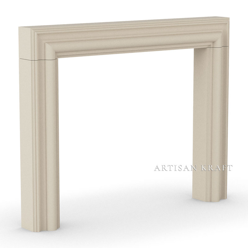 Modern Bolection Cast Stone Fireplace Surround, Earth, 52" H x 65" W x 7.5" D