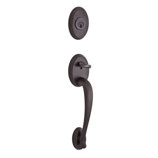 Columbus Handleset with Deadbolt and Door Lever and Rosette, Left, Venetian Bronze by Satin Nickel, Yes