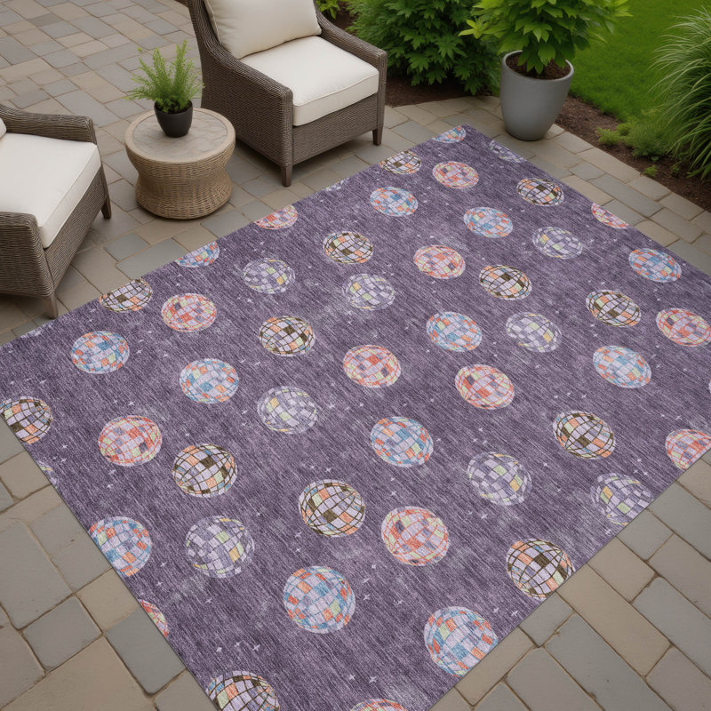 Machine Washable Indoor/Outdoor Chantille ACN2690 Kids Rug, Plum, 5' x 7'6"