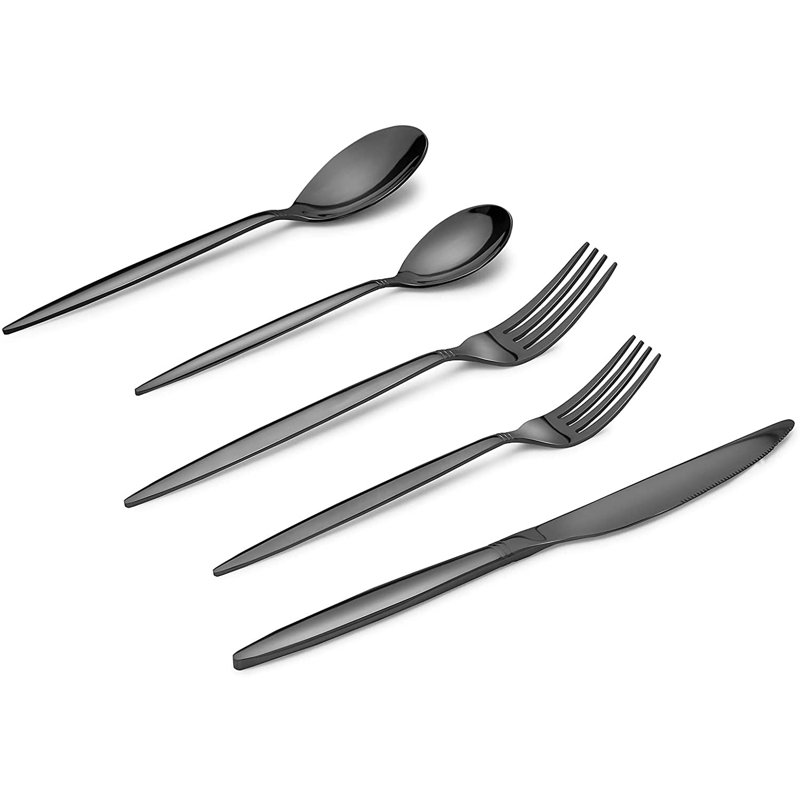Latitude Run® Ferrelview Stainless Steel Flatware Set - Service for 8, Black
