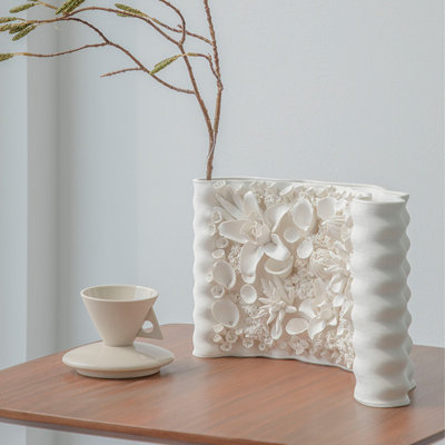 Vase de table rectangulaire blanc moderne en céramique