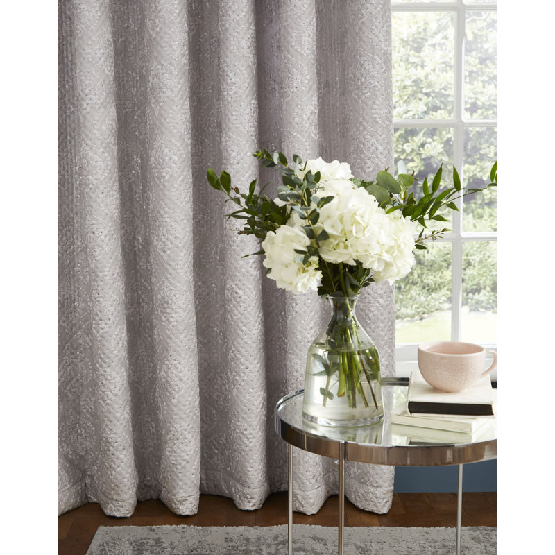Catherine Lansfield Living Damask Metallic Pinsonic Foil Thermal Eyelet Curtains Two Panels, 168 x 183 cm