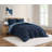 Solid Reversible Blue Comforter Set With Sheet Set-113301467