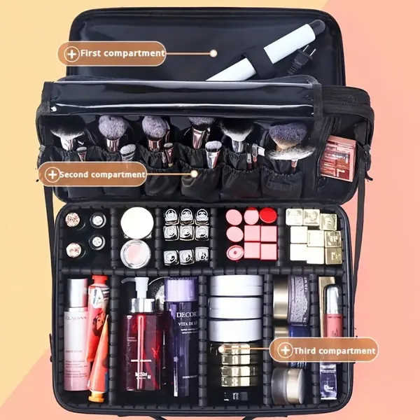 Portable Makeup Train Case – Multi-Layer Organizer for Cosmetics & Skincare (Gift-Ready)