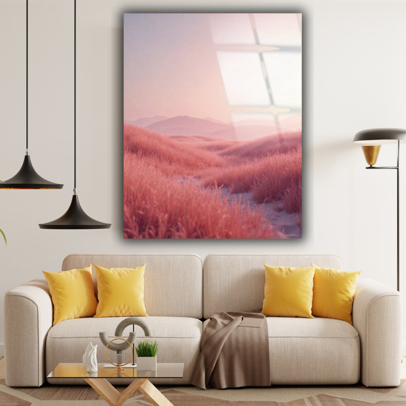 Art mural rose pastel en verre trempé, H 36 po x l 24 po