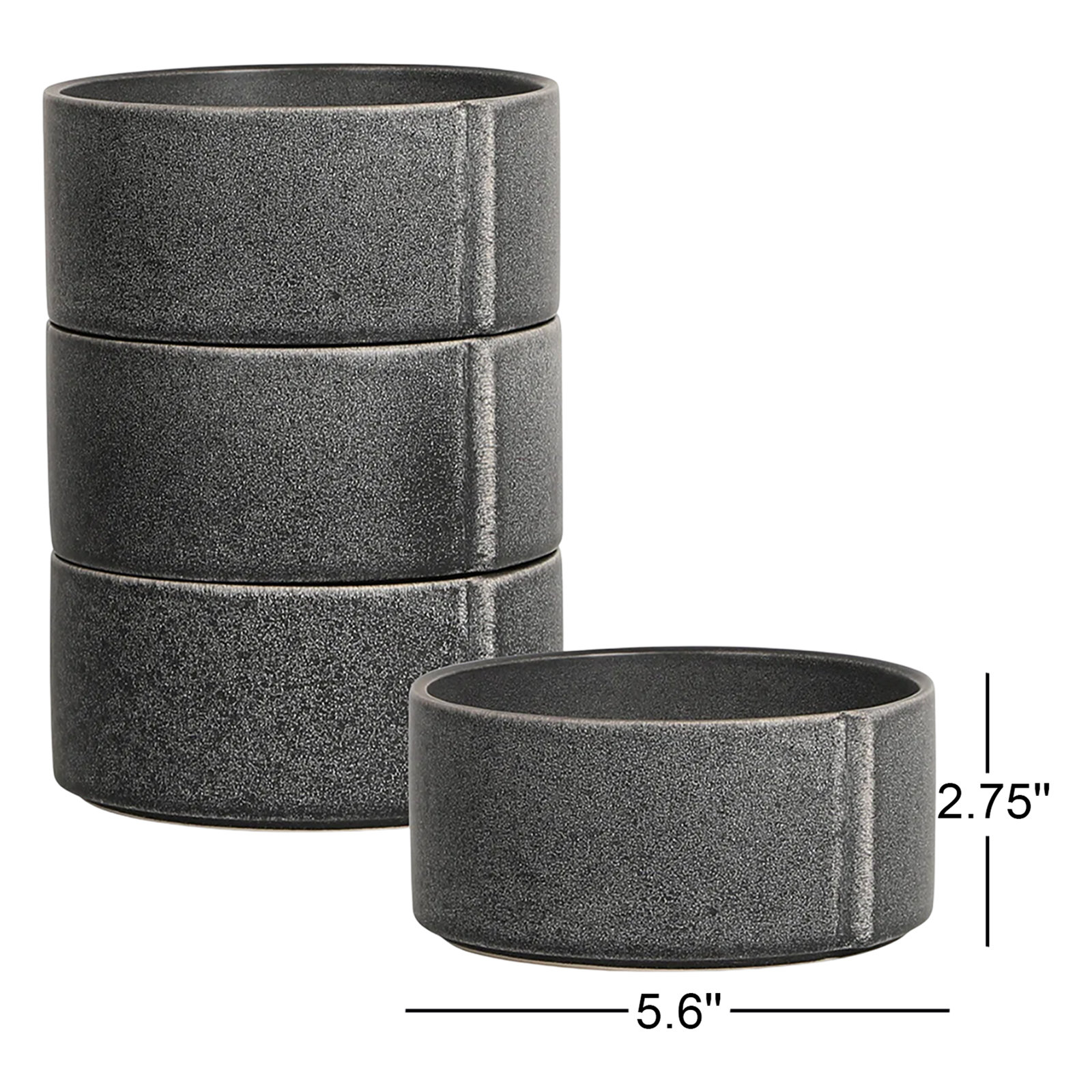 Stone Lain Bao 4-Piece Bowl Set Stoneware, Black