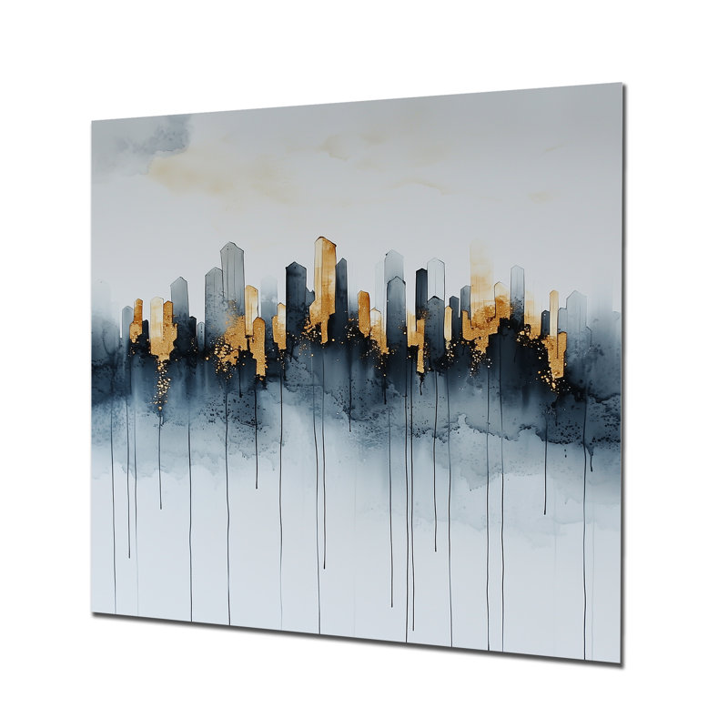 Abstrait à l'encre liquide de New York III - art urbain, impression sur métal, H 36 po x l 36 po x P 0,84 po