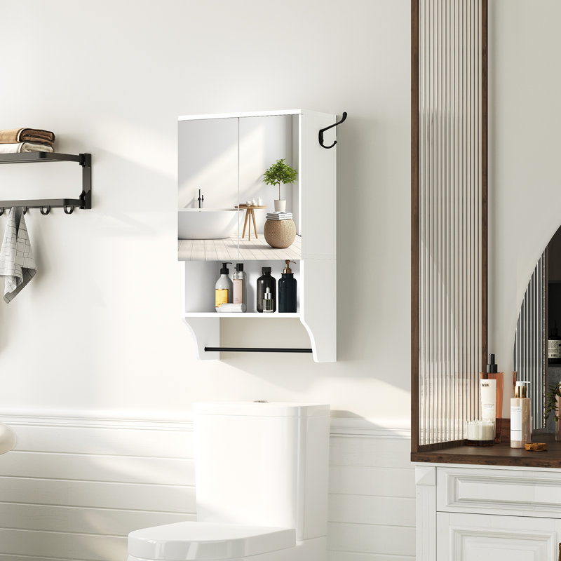 Bathroom Wall Cabinet with Mirror and Towel Bar