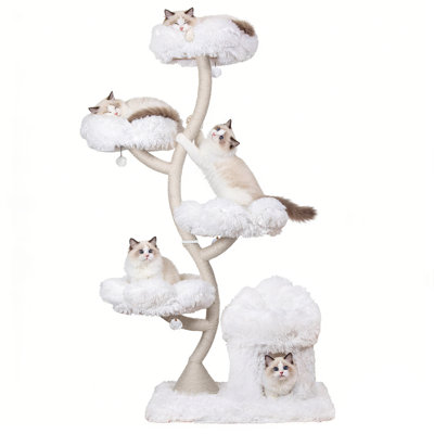 Tour pour arbre à chat 4 couches avec lit pour chat et condo pour chat, arbre à chat avec poteau à griffer, housses amovibles et lavables