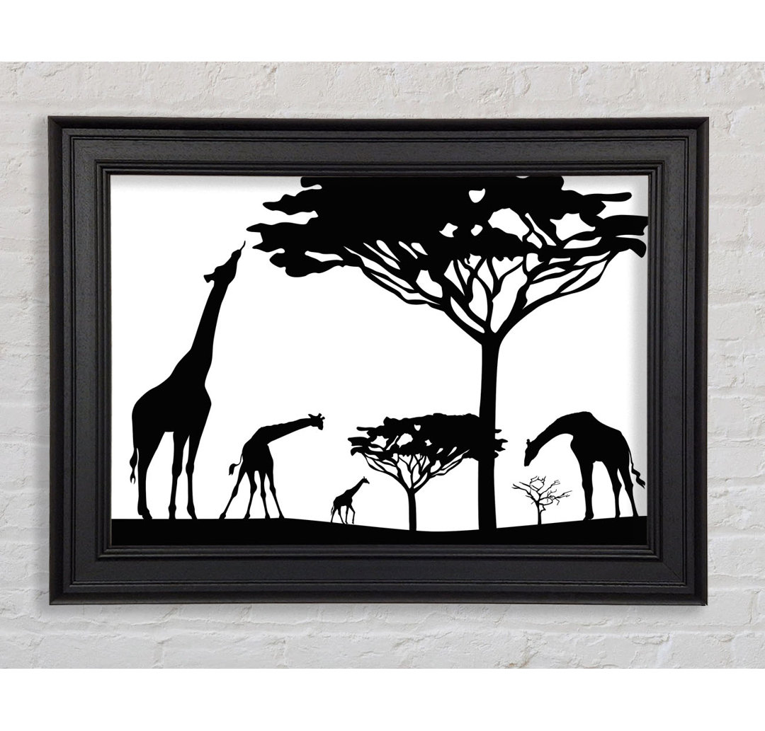 Giraffe Silhouette - Einzelner Bilderrahmen Druck