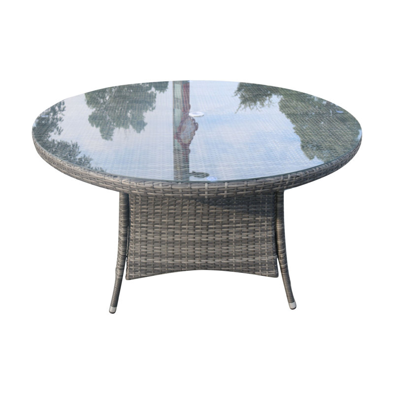 Round Aluminum Wicker Dining Table – (53.15" Diameter X 28.35" H), Brown