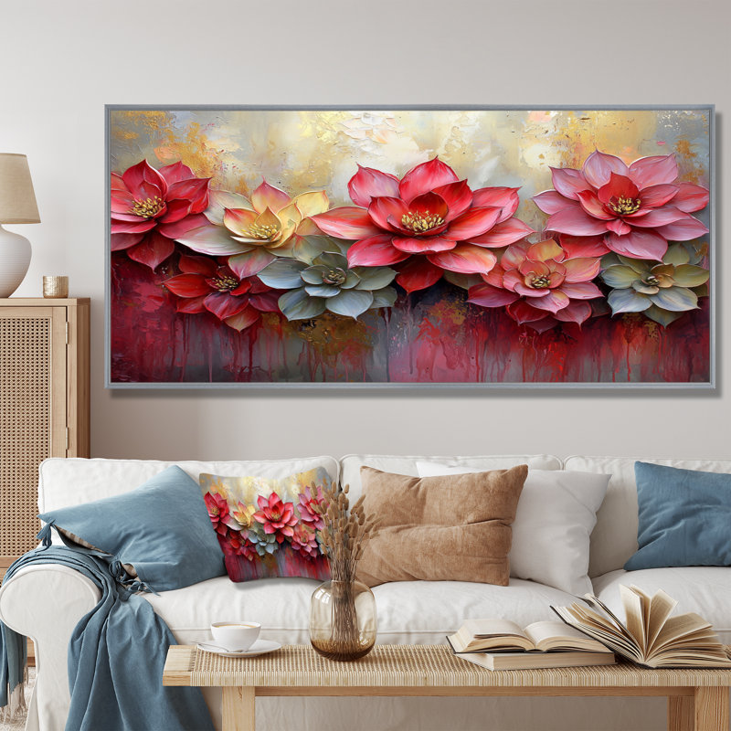 Ireonna - Floral Wall Art, Silver, 28" H x 60" W, Floater Framed Print