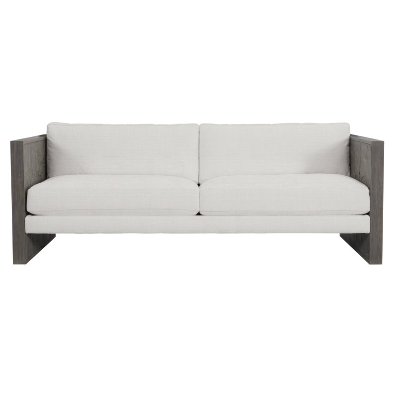 Madura 85.5" Wide Outdoor Teak Patio Sofa with Cushions, White Linen 6016-000