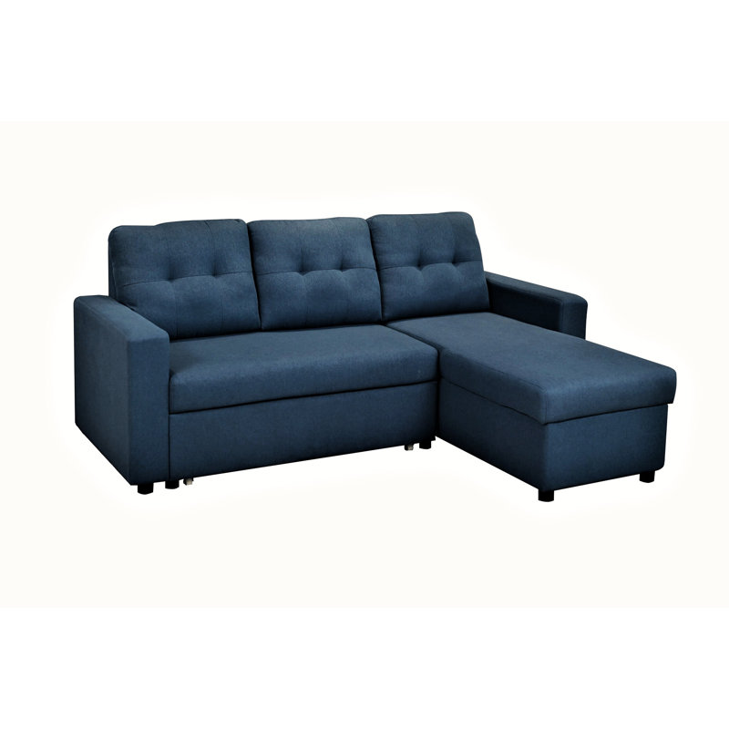 Canapé-lit modulaire en L bleu, rembourré, 3 pour bureau, espace de vie polyvalent, Polyester bleu